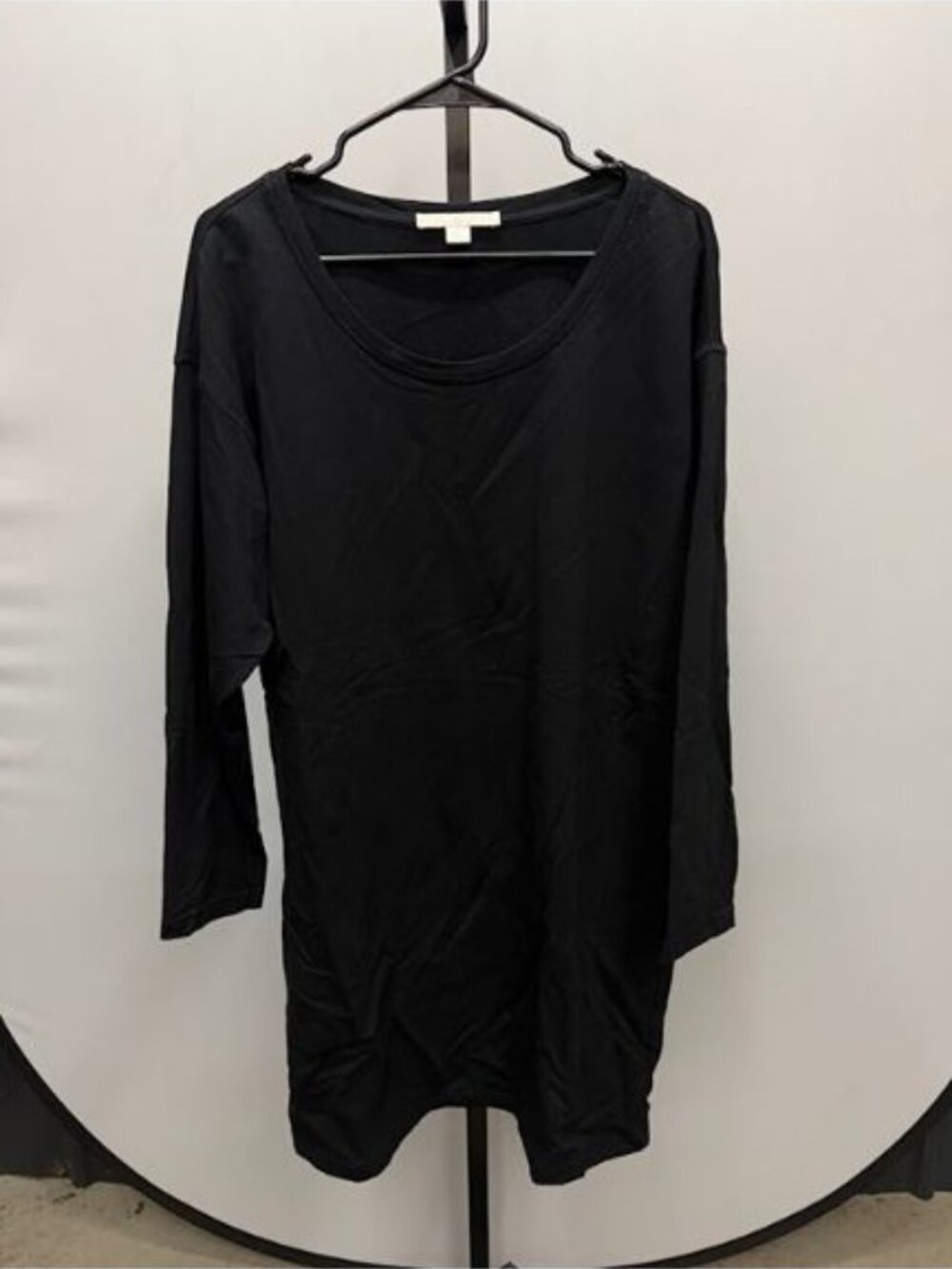 Boston Proper Black Scoop Neck Long Sleeve Shift Dress